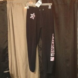 Justice Black Sweatpants with Vertical Logo